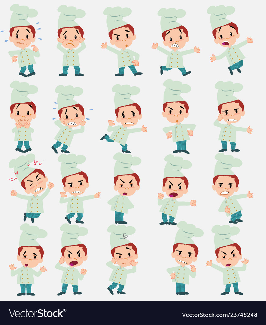Cartoon character chef set with different