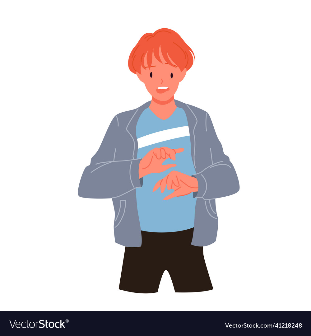 Cartoon teen with afraid face expression and pose Vector Image