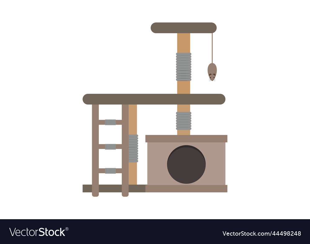 Cat tree tower in flat style isolated Vector Image Cat tree tower in flat style isolated
