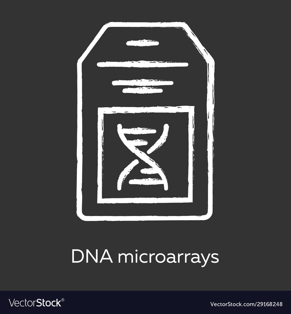 Dna microarray chalk icon chip microscopic vector image Dna microarray chalk icon chip microscopic