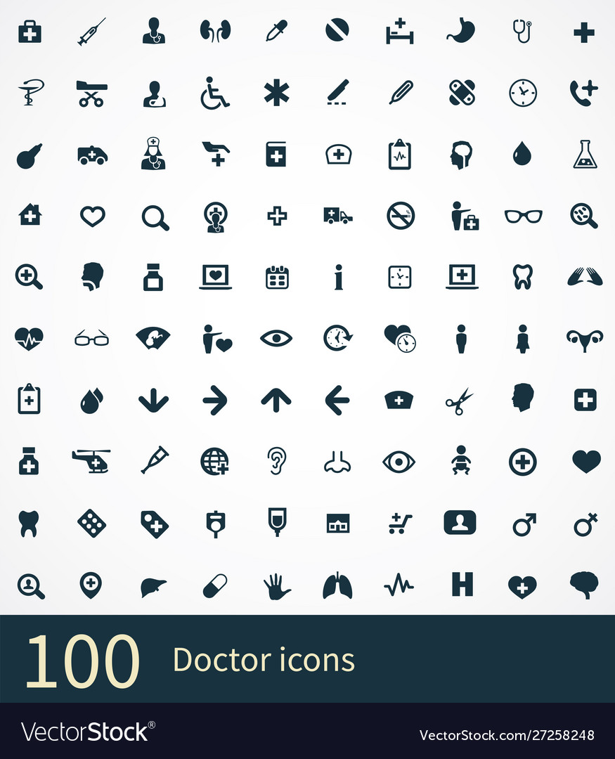 Doctor 100 icons universal set for web and ui