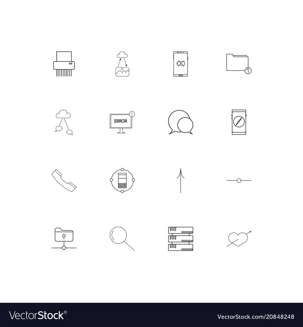 Network and database linear thin icons set