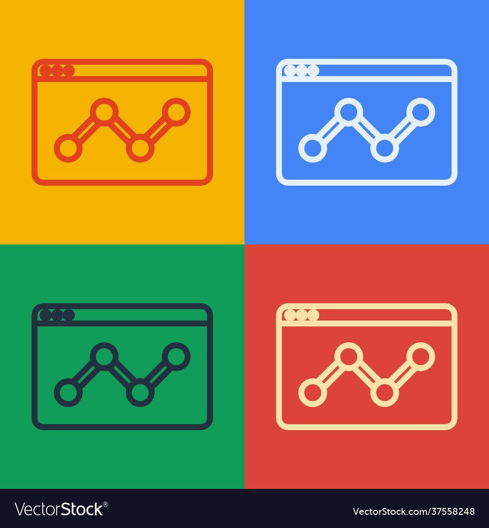 Pop art line web analytics information vector image Pop art line web analytics information
