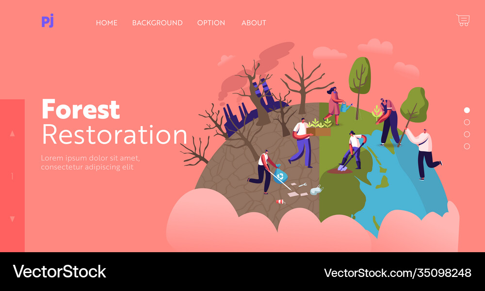 Reforestation and revegetation landing page Vector Image