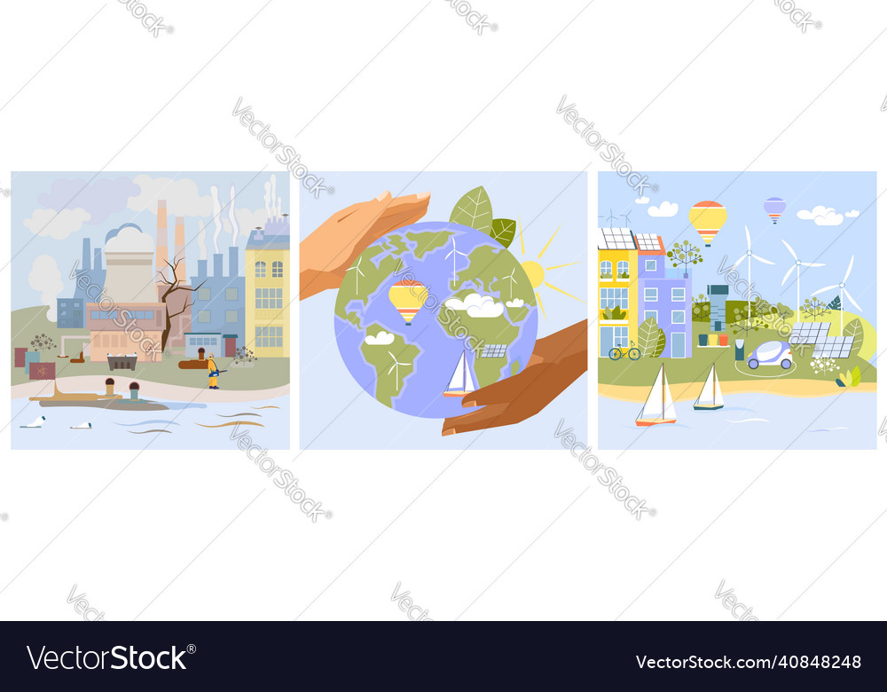 Save environment flat compositions vector image Save environment flat compositions