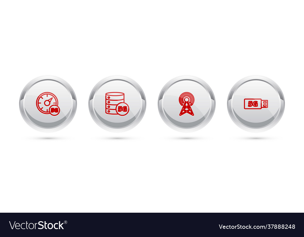 Set line digital speed meter 5g server network vector image Set line digital speed meter 5g server network