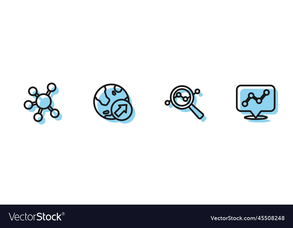 Set line search data analysis project team base vector image Set line search data analysis project team base