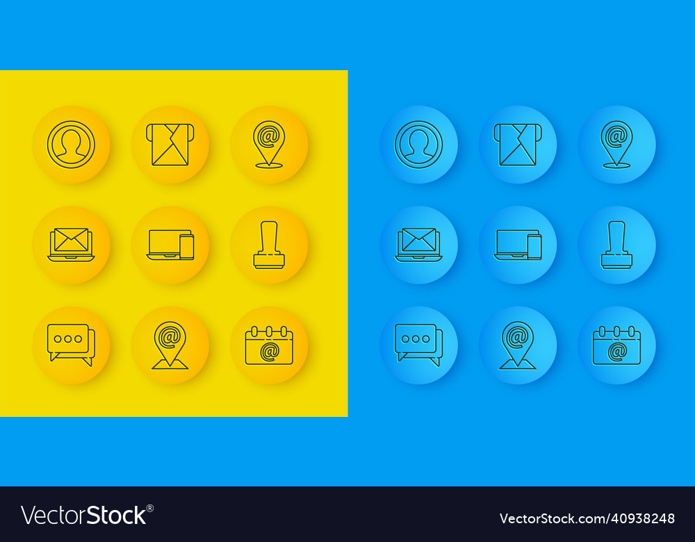 Set line speech bubble chat laptop with envelope vector image Set line speech bubble chat laptop with envelope