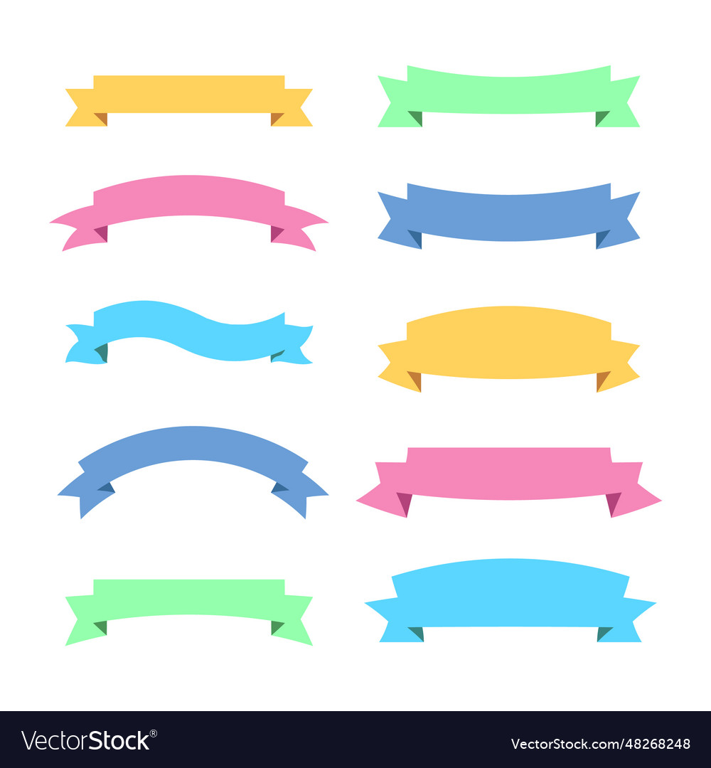 Soft colors ribbon set with different styles