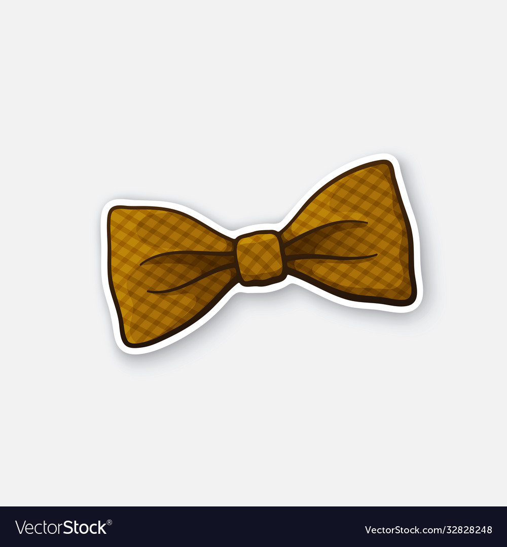 Sticker checkered retro bow tie Royalty Free Vector Image