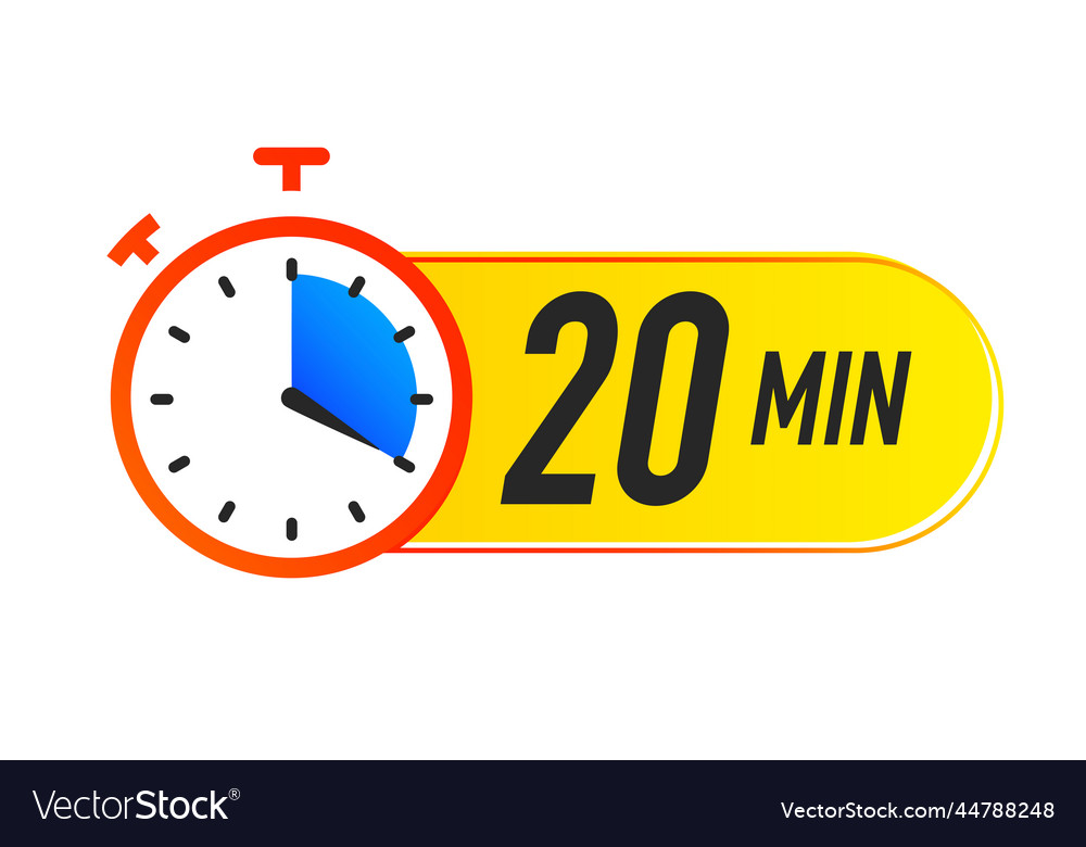 Timer icon 20 minutes colorful style vector image Timer icon 20 minutes colorful style