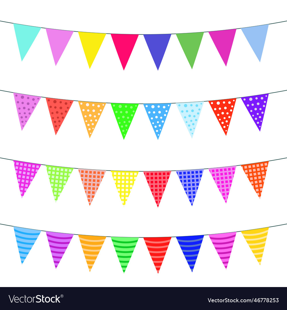 A set of four lines of bunting in different Vector Image