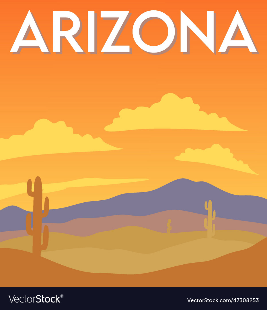 Arizona state with beautiful view Royalty Free Vector Image