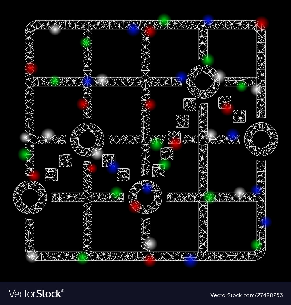 Bright mesh wire frame line plot with flash spots