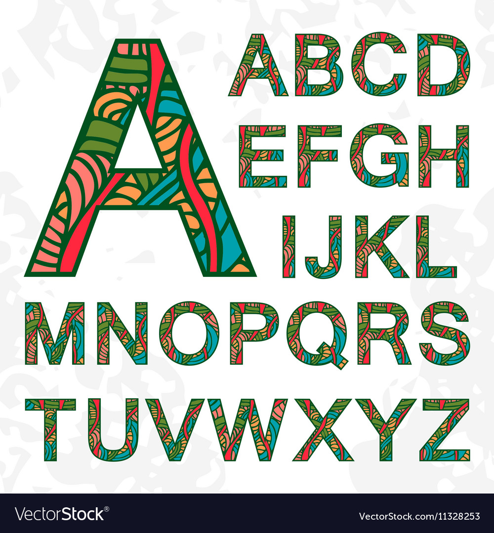 Colorful Doodle Alphabet Set