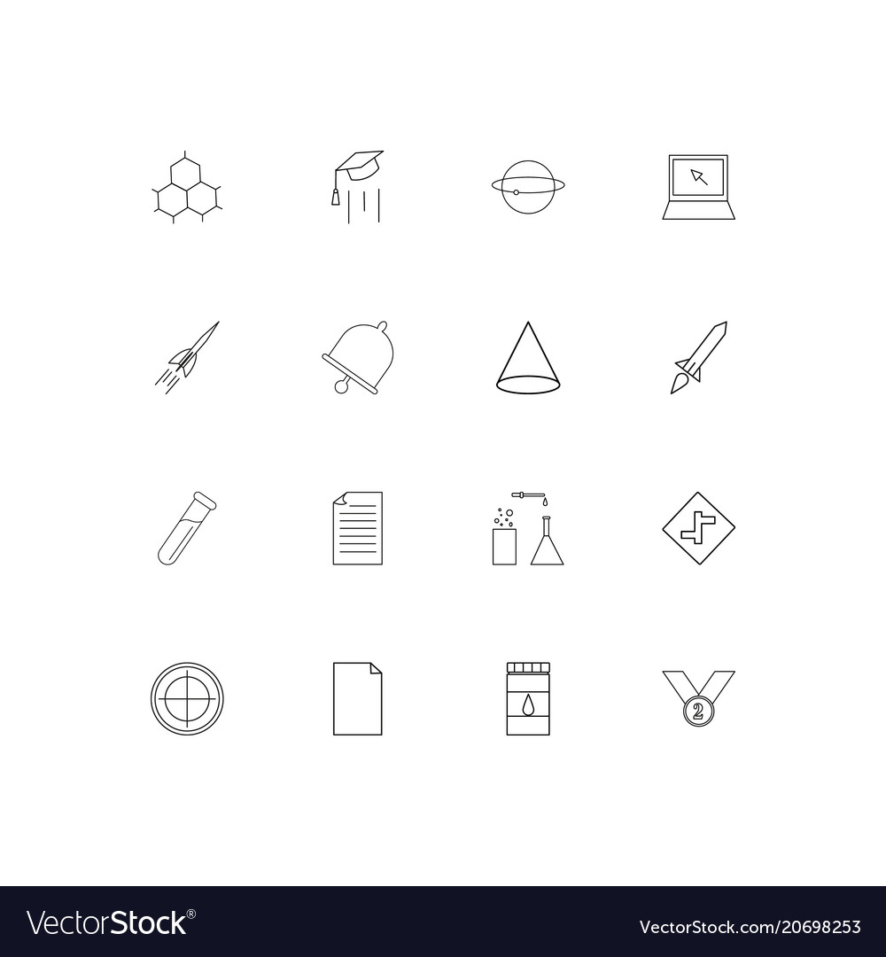 Education and science simple linear icons set