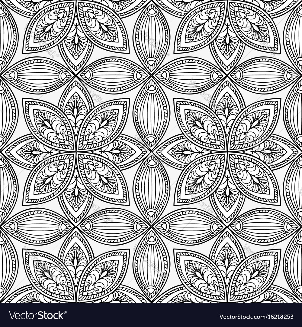 Floral seamless pattern linear orient ornament