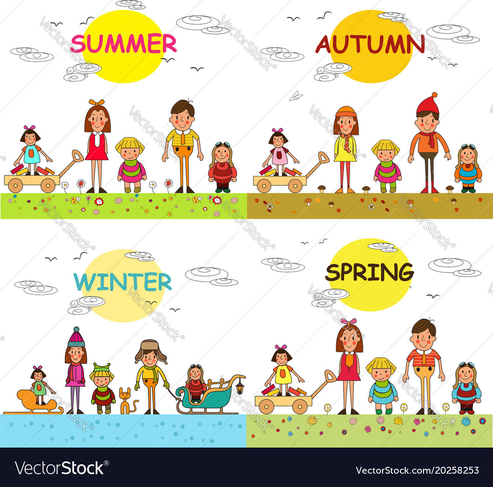 Spring Summer Autumn Winter Drawing 4 Seasons Spring Summer Autumn 
