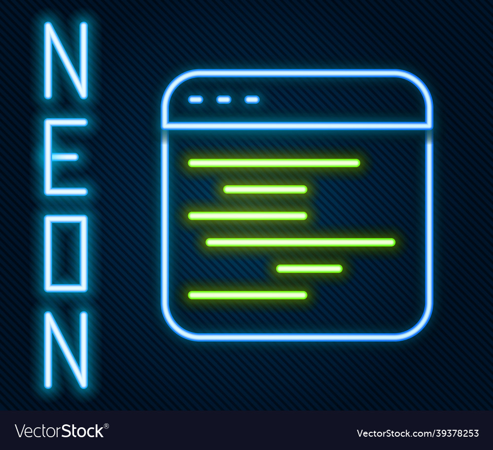 Glowing neon line software web developer Vector Image Glowing neon line software web developer