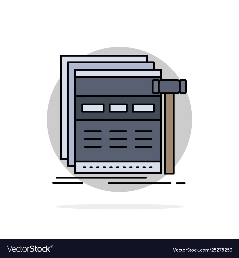 Internet page web webpage wireframe flat color vector image Internet page web webpage wireframe flat color