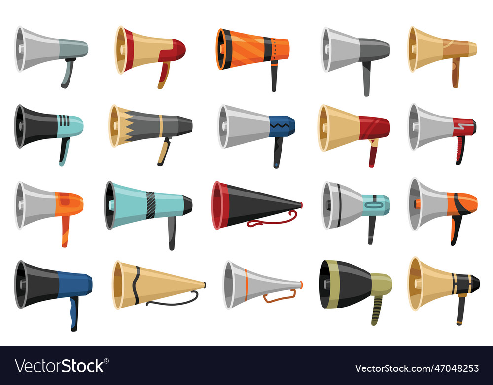 Megaphone icon set amplify your message vector image Megaphone icon set amplify your message