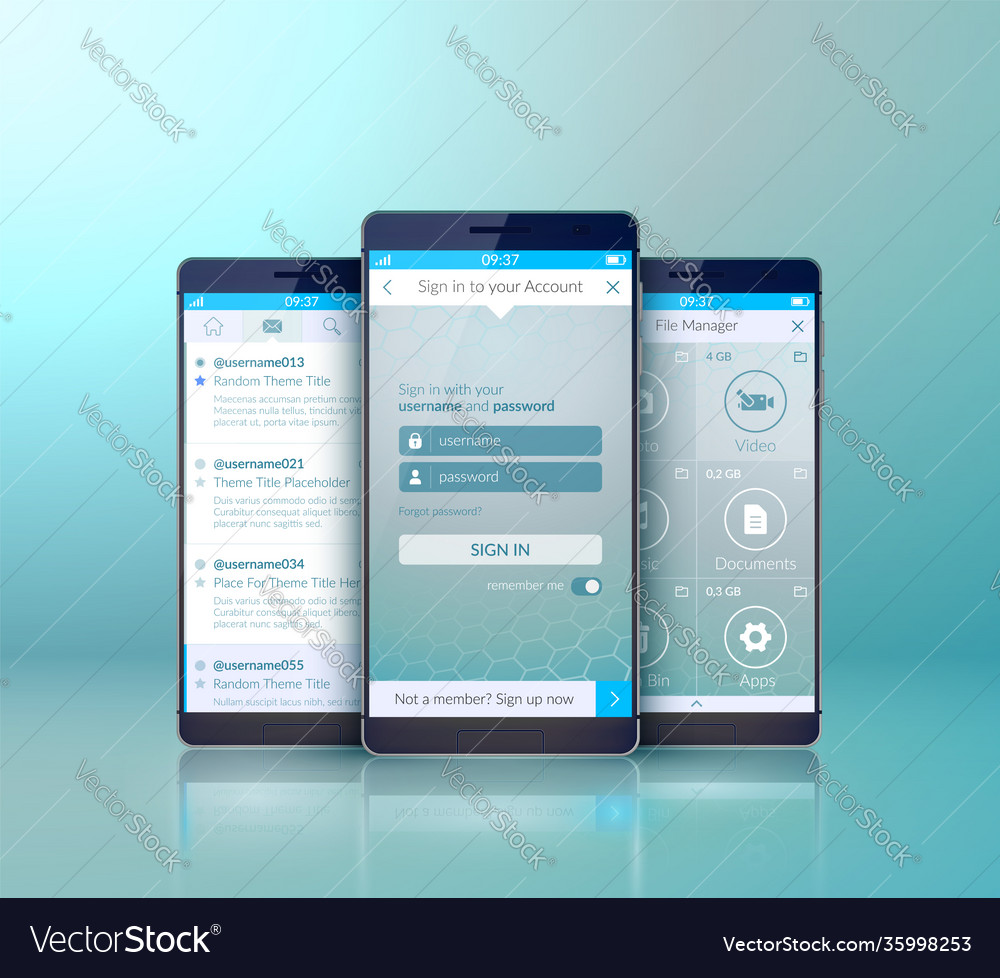 Mobile user interface design concept vector image Mobile user interface design concept