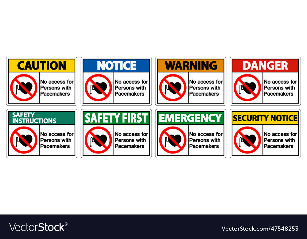 No access for persons with pacemaker symbol sign Vector Image