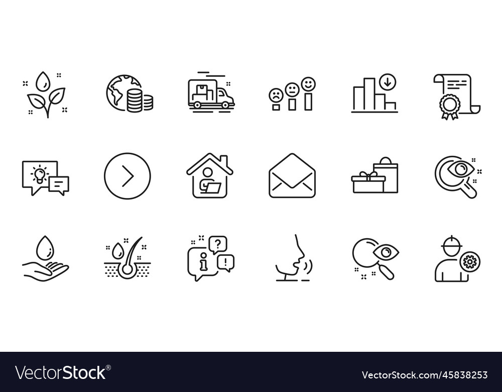 Outline Set von Serumöl Idee Lampe und Ingenieur vector image Outline Set von Serumöl Idee Lampe und Ingenieur
