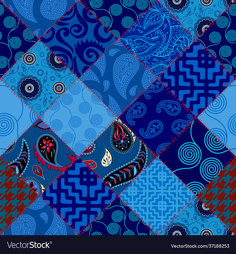 Patchwork textile pattern seamless quilting vector image Patchwork textile pattern seamless quilting