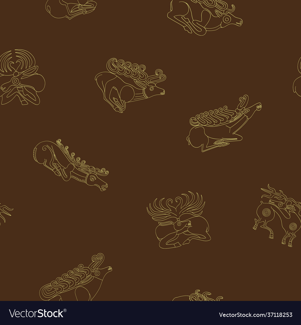 Seamless pattern with ancient scythian art