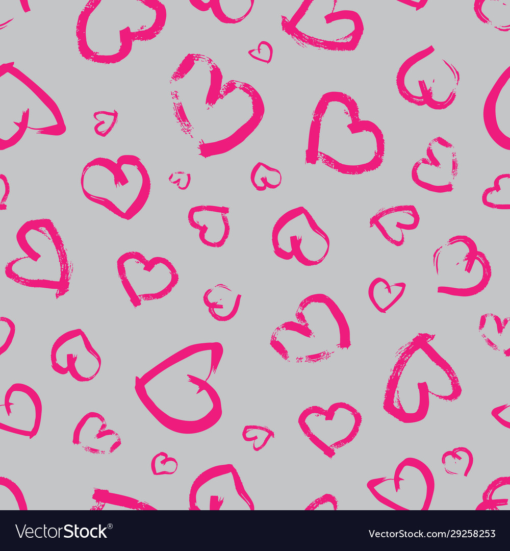 Seamless pattern with hand drawn hearts