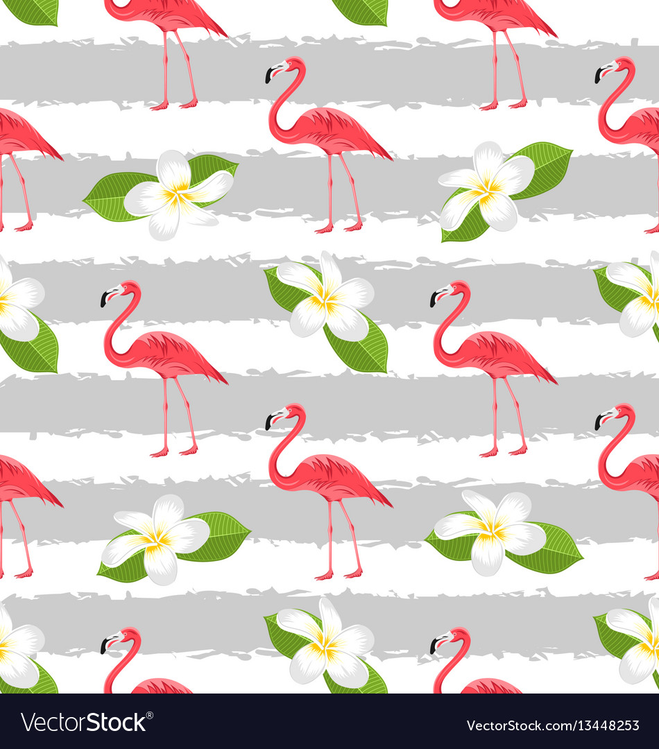 Seamless pattern with plumeria flowers and pink vector image Seamless pattern with plumeria flowers and pink