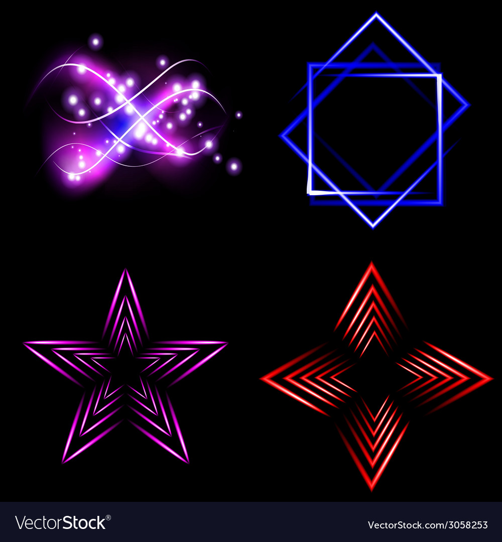 Set of blurry abstract lines light effect sparkle