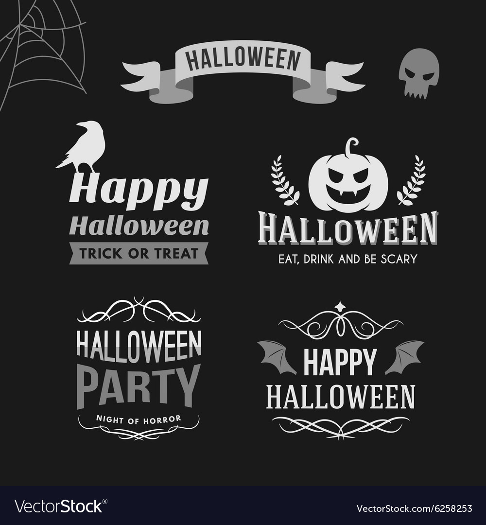 Set of retro vintage halloween badges black