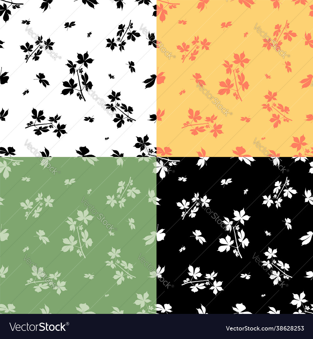 Set seamless patterns with silhouettes