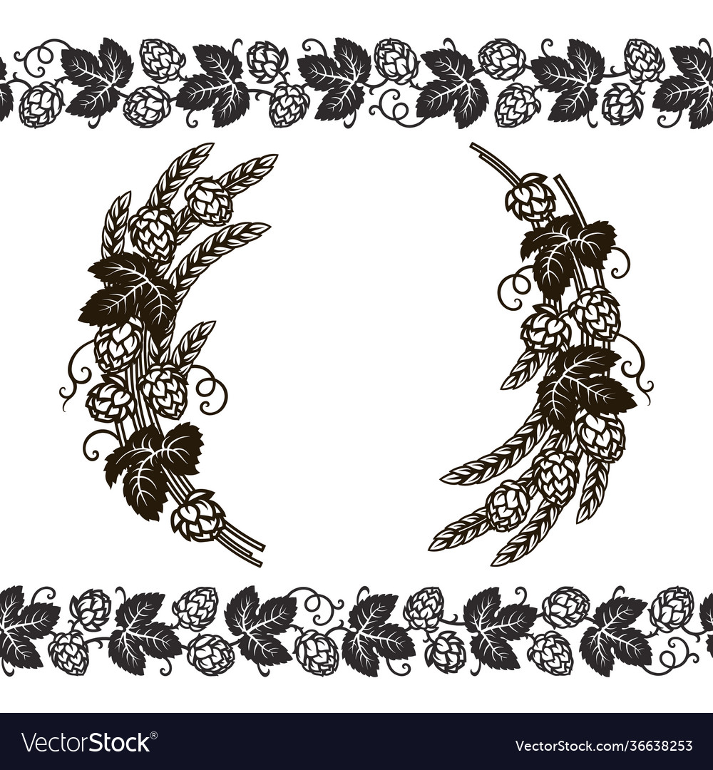 Wreath or frame branches hops and beer hop Vector Image