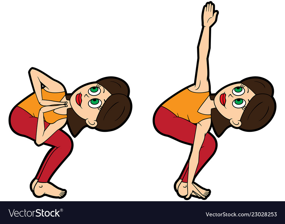 Yoga asana set twisting chair pose Royalty Free Vector Image