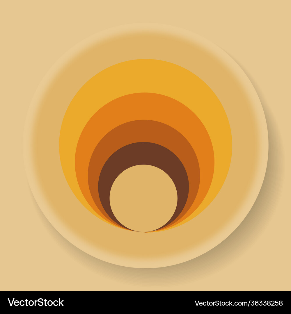 Abstract 70s design circular logo on beige Vector Image