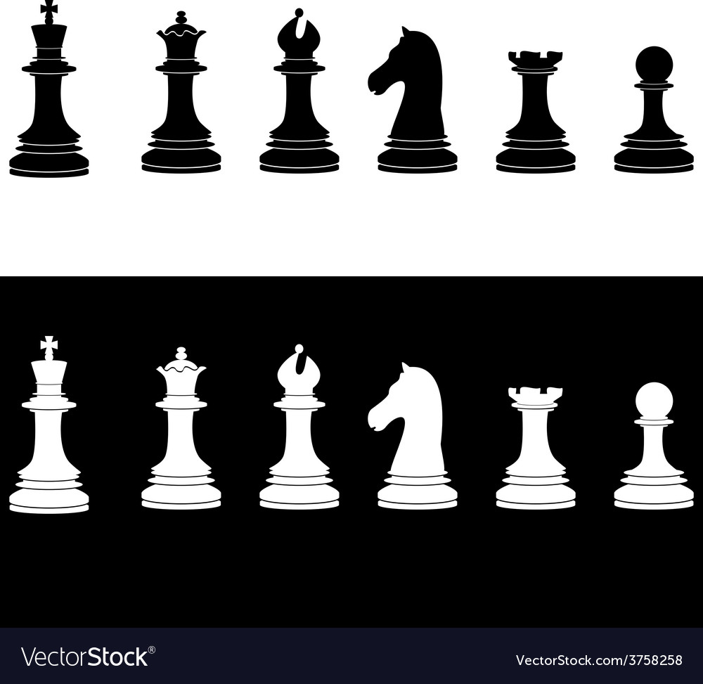 Chess piece icons with names board game black Vector Image