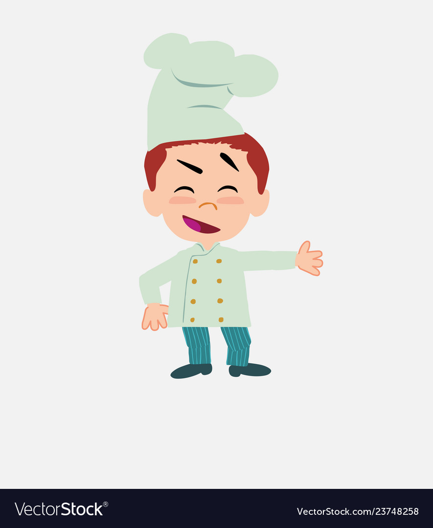 Chef showing something in an optimistic vector image Chef showing something in an optimistic