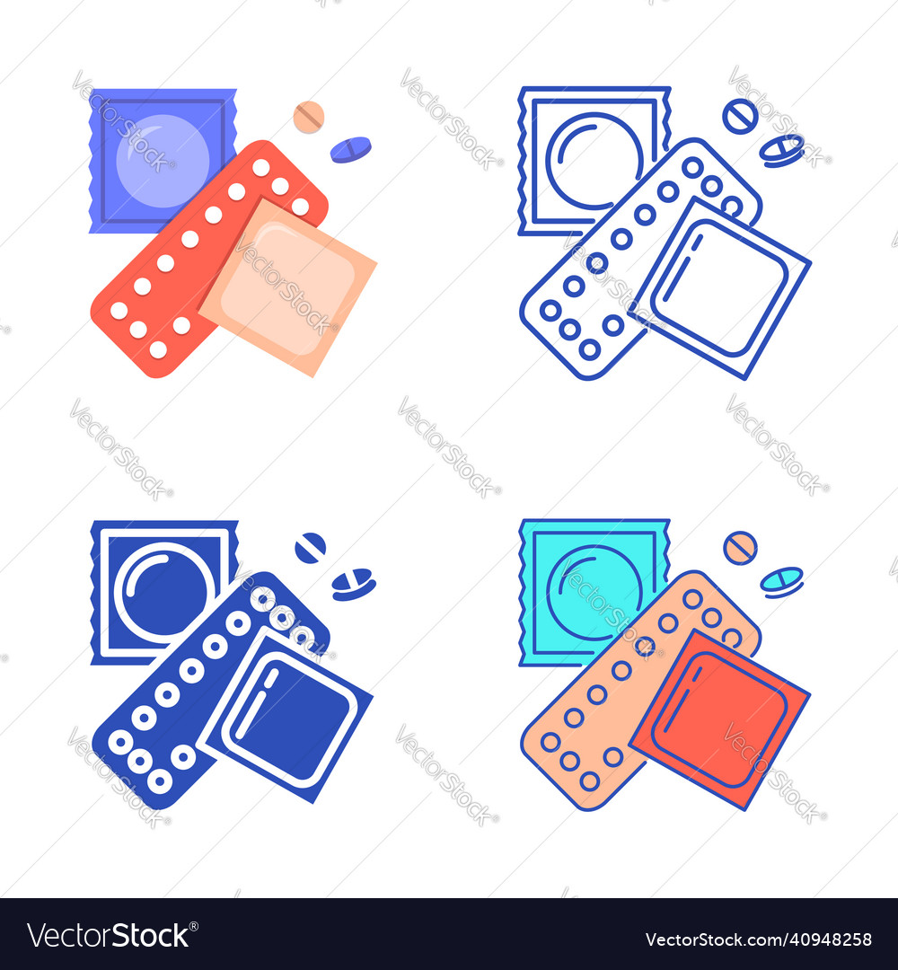 Contraception Icons - Condom, Pill, Patch