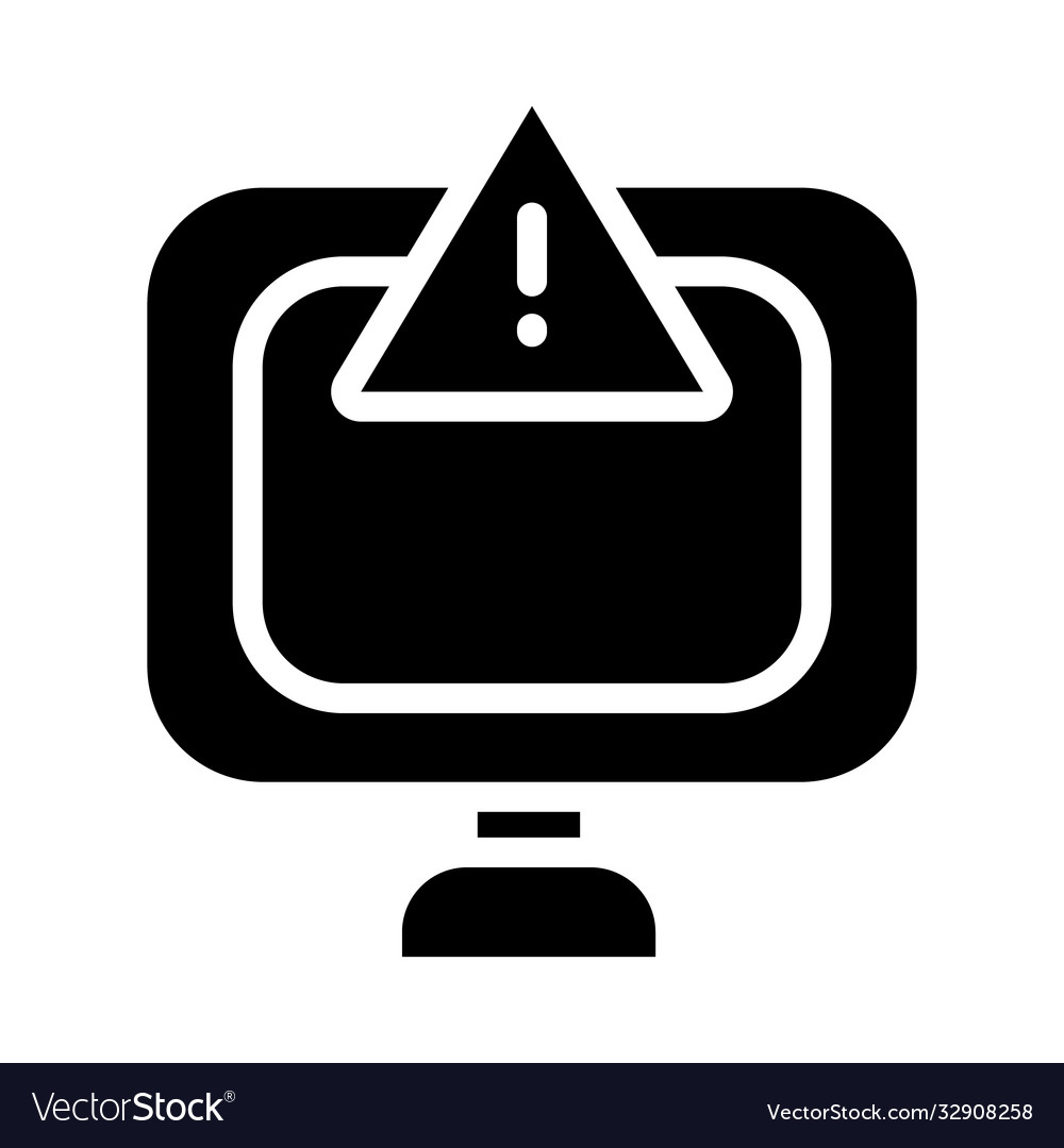 Cyber security concept computer with warning sign
