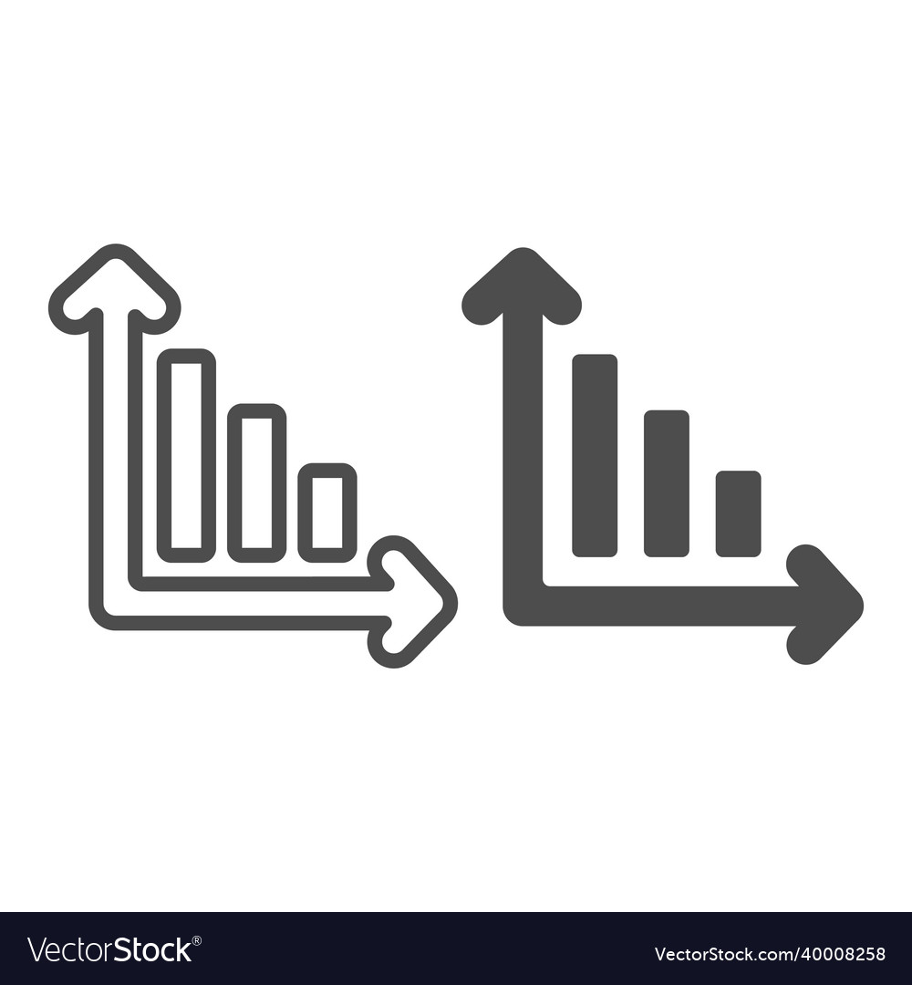 Declining bar graph decrease chart line vector image Declining bar graph decrease chart line
