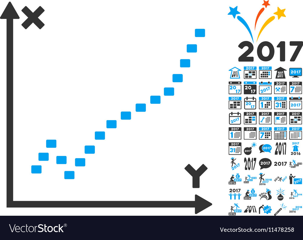 Dotted function plot icon with 2017 year bonus