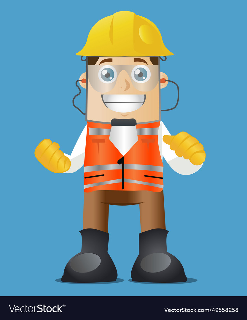 Friendly builder in a helmet gloves