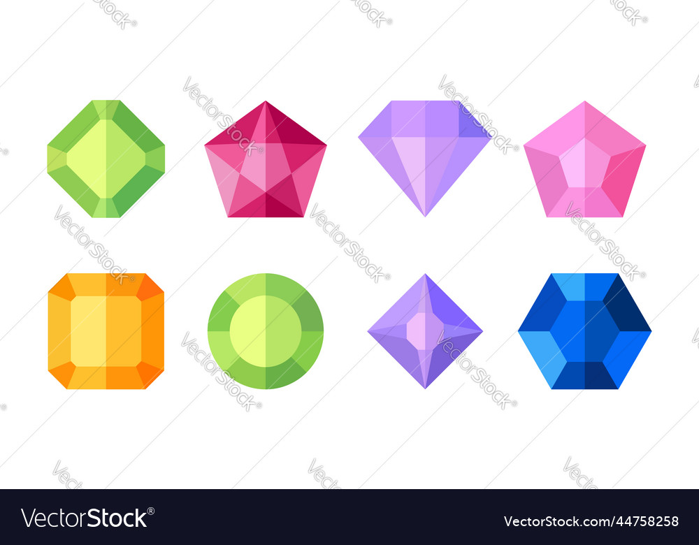 Gems set isolated on white background image vector image Gems set isolated on white background image