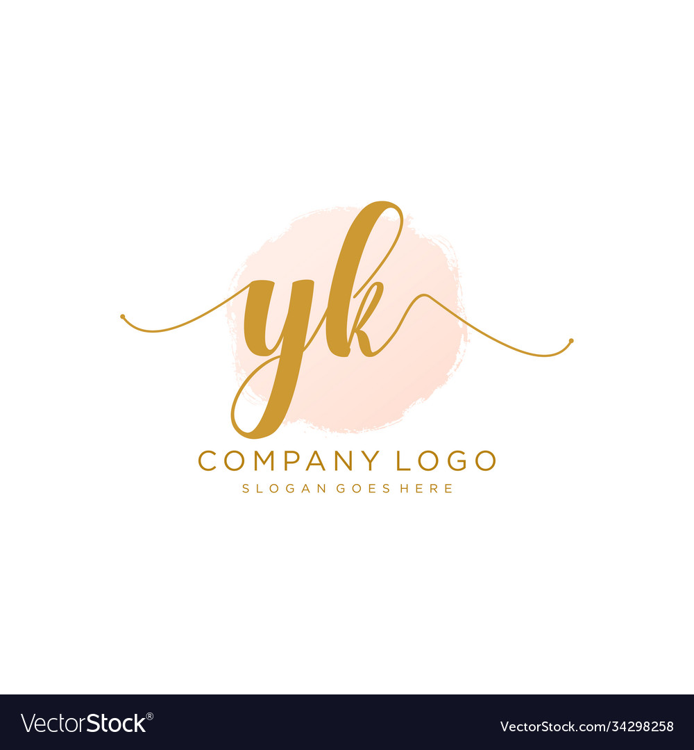 Initial yk handwriting logo with circle template