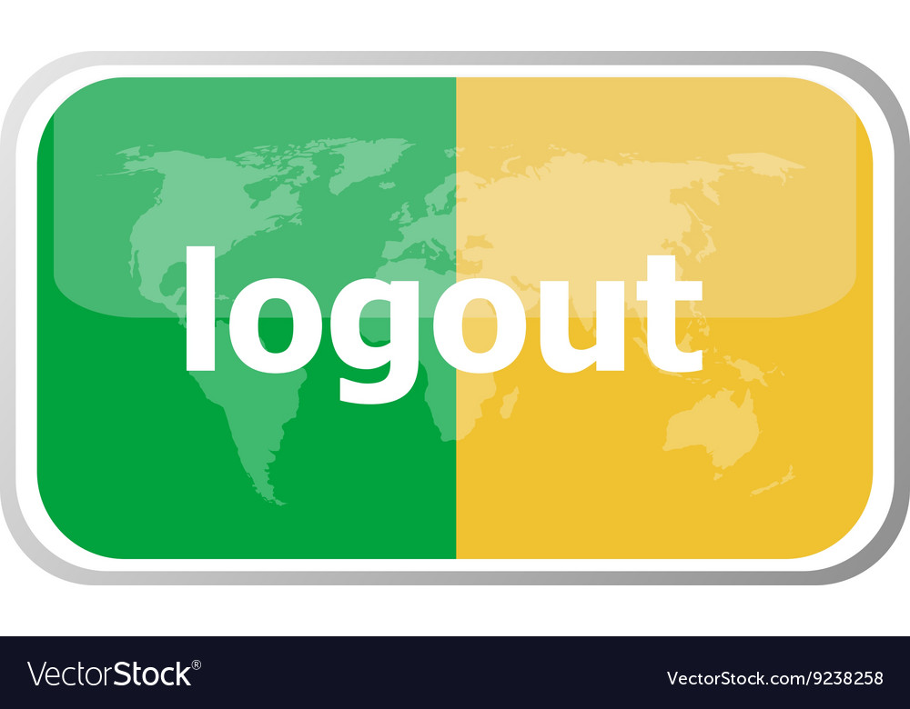 Logout word on web button icon isolated
