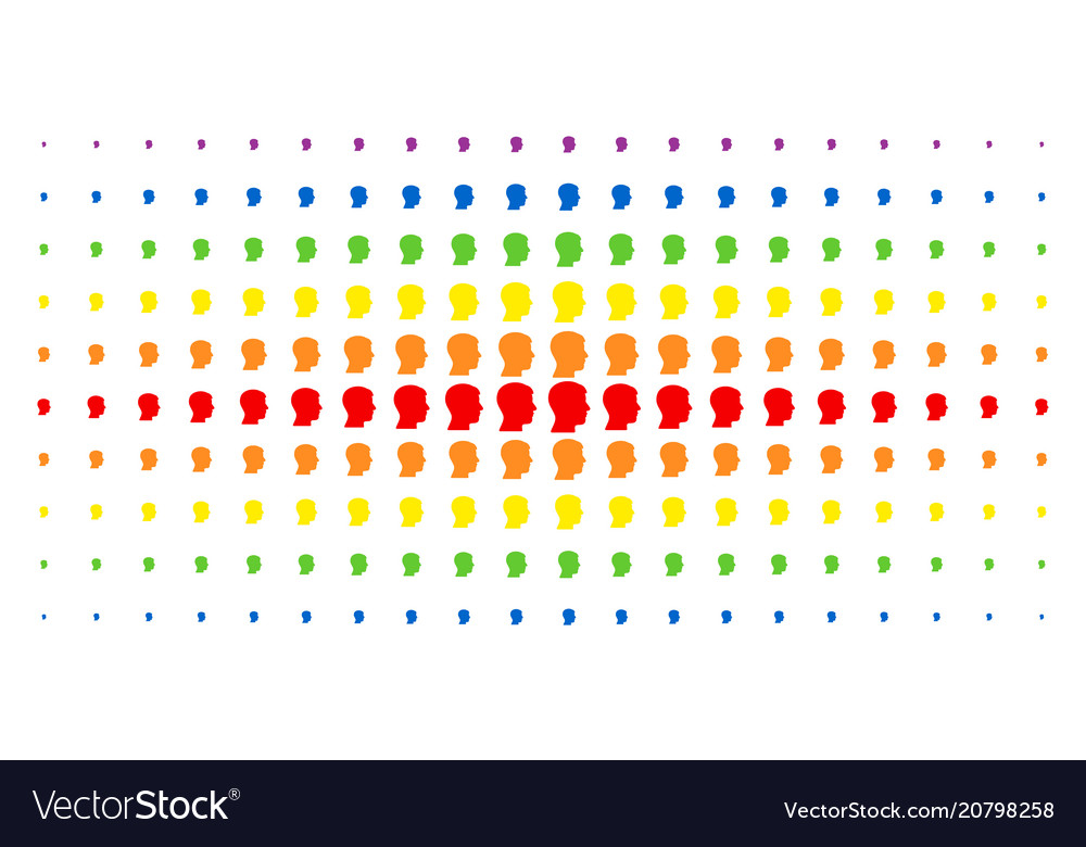 Man head profile spectrum halftone array vector image Man head profile spectrum halftone array
