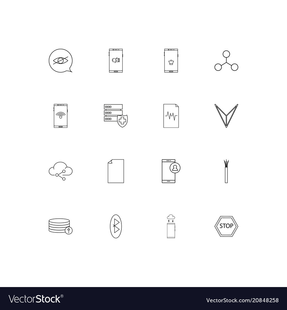 Network and database linear thin icons set